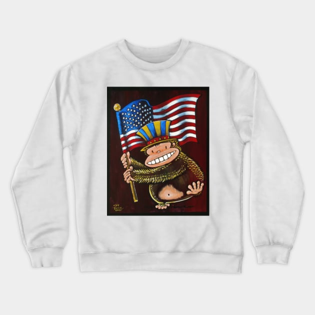 Yankee Doodle Ape Waves Flag Crewneck Sweatshirt by WalterMoore